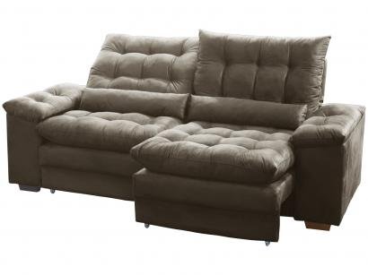 Sofá Retrátil Reclinável 3 Lugares Veludo Light - Cristal Plus SMP