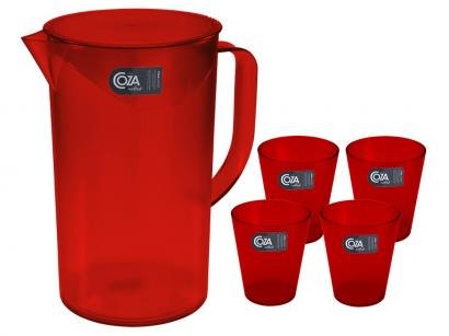 Conjunto de Jarra 2L e Copos 300ml Coza - Retrô 5 Peças