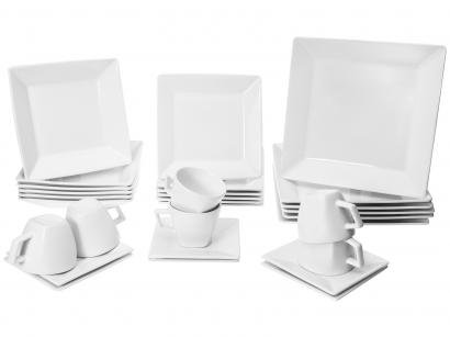 Aparelho de Jantar 30 Peças Oxford Porcelana - Quadrado Branco Quartier White