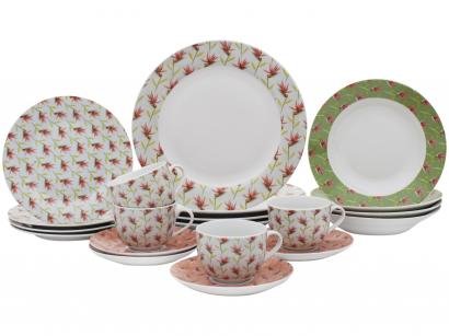 Aparelho de Jantar Chá 20 Peças Casambiente - Porcelana Redondo Flox