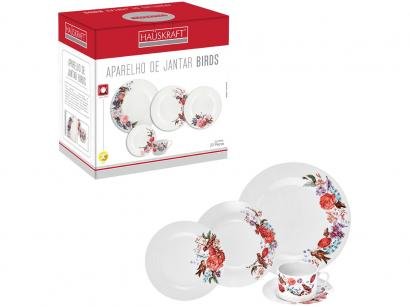 Aparelho de Jantar Chá 20 Peças Hauskraft - Porcelana Branco Birds
