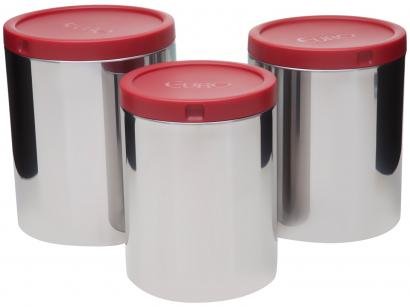 Jogo de Porta Mantimentos de Inox Redondo - Euro Home IN0344-VM 3 Peças