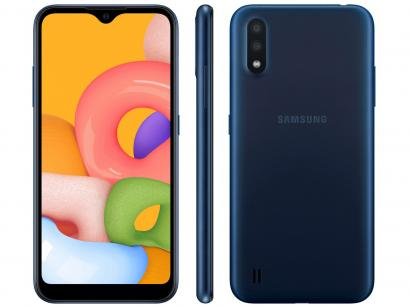 Smartphone Samsung Galaxy A01 32GB Azul Octa-Core - 2GB RAM Tela 5,7" Câm. Dupla + Câm. Selfie 5MP