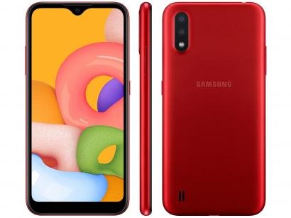 Smartphone Samsung Galaxy A01 32GB Vermelho - 2GB RAM Tela 5,7" Câm. Dupla + Câm. Selfie 5MP