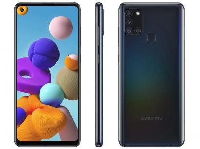 Smartphone Samsung Galaxy A21s 64GB Preto 4G - 4GB RAM 6,5" Câm. Quádrupla + Selfie 13MP