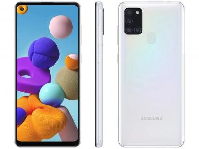 Smartphone Samsung Galaxy A21s 64GB Branco 4G - 4GB RAM 6,5" Câm. Quádrupla + Selfie 13MP