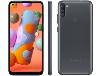Smartphone Samsung Galaxy A11 64GB Preto 4G - Octa-Core 3GB RAM 6,4" Câm. Tripla + Selfie 8MP