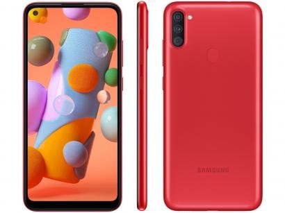 Smartphone Samsung Galaxy A11 64GB Vermelho 4G - Octa-Core 3GB RAM 6,4" Câm. Tripla + Selfie 8MP