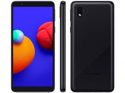 Smartphone Samsung Galaxy A01 Core 32GB Preto - Processador Quad-Core 2GB RAM Câm.8MP + Selfie 5MP