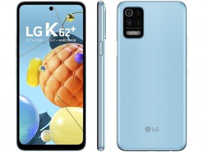 Smartphone LG K62+ 128GB Azul 4G Octa-Core 4GB RAM - Tela 6,59" Câm. Quádrupla + Selfie 28MP Dual Chip