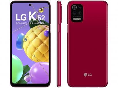 Smartphone LG K62 64GB Vermelho 4G Octa-Core - 4GB RAM Tela 6,59" Câm. Quádrupla + Selfie 13MP