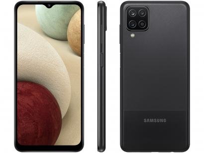 Smartphone Samsung Galaxy A12 64GB Preto 4G - Octa-Core 4GB RAM 6,5" Câm. Quádrupla + Selfie 8MP