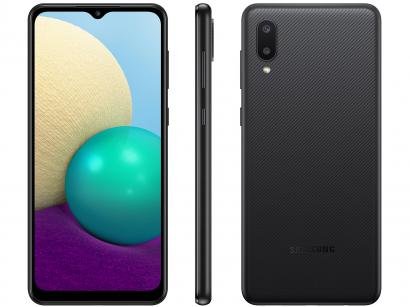 Smartphone Samsung Galaxy A02 32GB Preto 4G - Quad-Core 2GB RAM 6,5" Câm. Dupla + Selfie 5MP