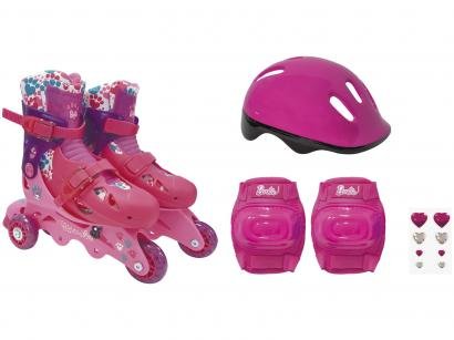 Patins In Line Infantil Barbie Fun - Rosa com Acessórios