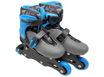 Patins In Line Infantil DM Radical Power Blue - Azul e Preto com Acessórios