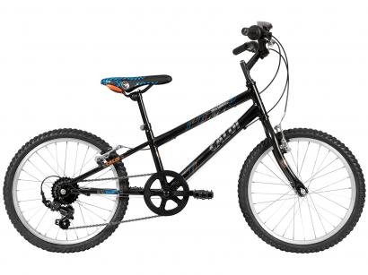 Bicicleta Infantil Aro 20 7 Marchas Caloi - Hot Wheels Preta Freio V-Brake