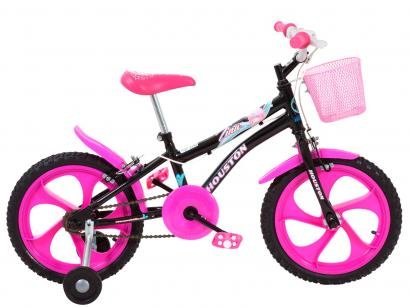 Bicicleta Infantil Aro 16 Houston Tina Rosa - com Rodinhas