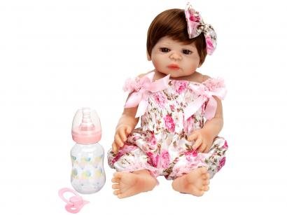 Boneca Reborn Pink Flower 45cm - com Acessórios Laura Baby