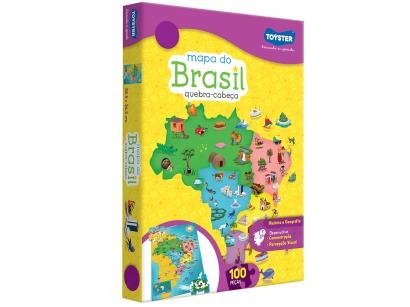 Quebra-cabeça 100 Peças História e Geografia - Mapa do Brasil Toyster 2063