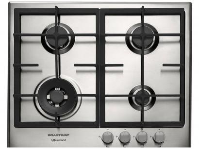 Cooktop 4 Bocas Brastemp Gourmand BDK60 Inox - à Gás Natural e GLP Acendimento Superautomático