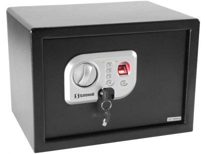 Cofre com Impressão Digital Pequeno em Aço - com Chave Safewell Fingerprint Safe 25 FPN