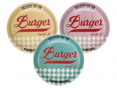 Jogo de Pratos Redondo Cerâmica 3 Peças - Daily Burger