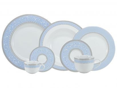 Aparelho de Jantar Chá Café 42 Peças Schmidt - Porcelana Redondo Colorido Diva Aba Larga