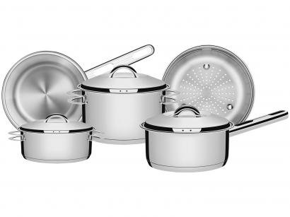 Jogo de Panelas Tramontina Inox Fundo Triplo - 5 Peças Solar 65510/783
