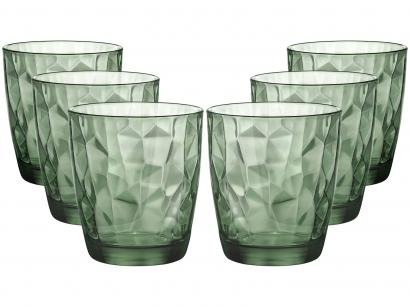 Jogo de Copos de Vidro para Whisky 6 Peças - Verde 390ml Bormioli Rocco Diamond