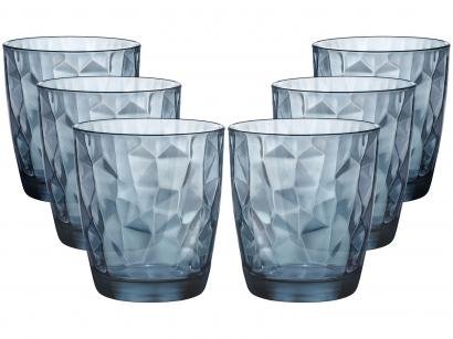 Jogo de Copos de Vidro para Whisky 6 Peças - Azul 390ml Bormioli Rocco Diamond