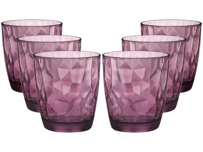Jogo de Copos de Vidro para Whisky 6 Peças - Roxo 390ml Bormioli Rocco Diamond