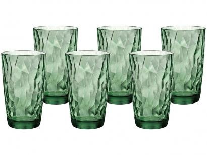 Jogo de Copos de Vidro 6 Peças - Verde 470ml Bormioli Rocco Diamond