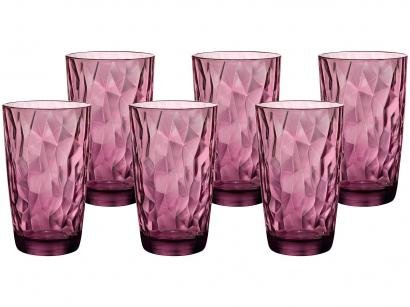 Jogo de Copos de Vidro 6 Peças - Roxo 470ml Bormioli Rocco Diamond