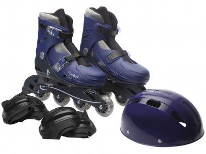 Patins in Line Infantil Fênix AD-01 Azul - com Acessórios