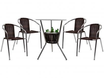 Conjunto de Mesa para Área Externa de Fibra - com 4 Cadeiras Alegro Móveis CJMB40199