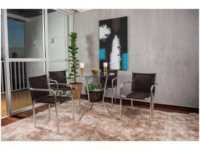 Conjunto de Mesa para Área Externa de Fibra - com 4 Cadeiras Alegro Móveis CJMB401315