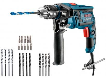 Furadeira de Impacto Bosch 650W Velocidade 1/2" - Variável Mandril GSB 13 RE Pro Com 23 Acessórios