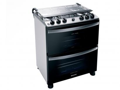 Fogão 5 Bocas Brastemp Branco Forno Duplo - Acendimento Automático BFD5 NCBRNA