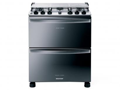 Fogão 5 bocas Inox Brastemp Forno Duplo - Acendimento Automático BFD5 NCRNNA