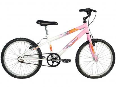 Bicicleta Infantil Aro 20 Verden Brave - Branca e Rosa Freio V-Brake