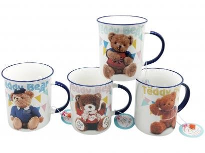 Caneca de Porcelana de Café 340ml Bella Tavola - Teddy 4 Peças