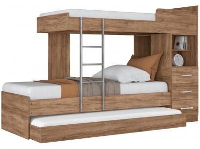 Treliche com Cama Auxiliar 3 Gavetas Santos Andirá - Havana Plus