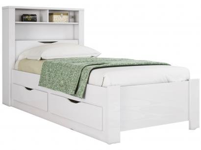 Cama Solteiro 88x188cm Baú 2 Gavetas - Santos Andirá Contemporânea Invicta