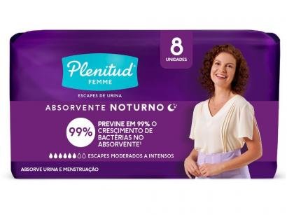 Absorvente Noturno Plenitud Femme sem Abas - 8 Unidades