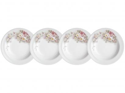 Jogo de Pratos de Porcelana Redondo Branco Fundo - Schmidt 78460231140030 4 peças