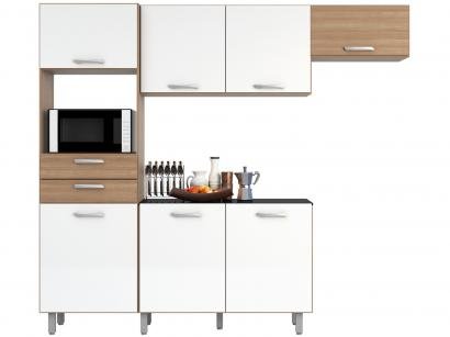 Kit Cozinha Poliman Móveis Lia com Balcão - Nicho para Micro-ondas 7 Portas 2 Gavetas