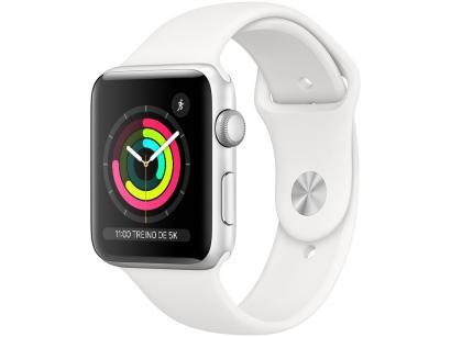 Apple Watch Series 3 (GPS) 42mm Caixa Prateada - Alumínio Pulseira Esportiva Branca