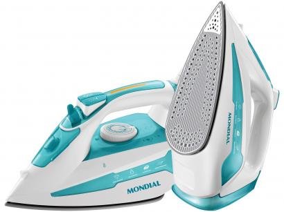 Ferro de Passar a Vapor Mondial Turbo Steam - F-45 Azul e Branco
