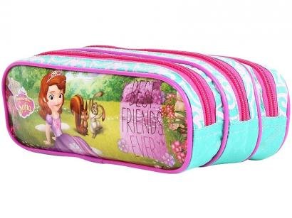 Estojo Escolar Triplo com Zíper Disney Princesa - Sofia Dermiwil