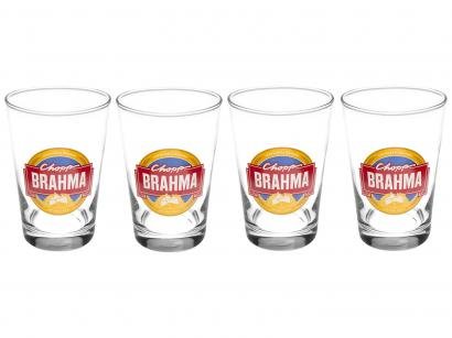 Jogo de Copos de Vidro para Cerveja - Transparente 350ml 4 Peças Ambev Brahma